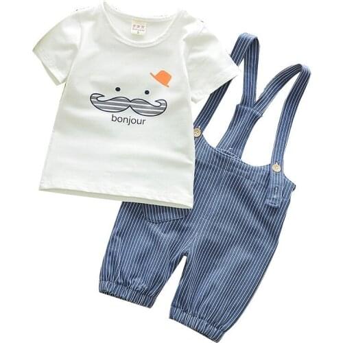 New Summer Baby Boys Girls Clothes Suit Children Cotton T Shirt Overalls 2Pcs/sets Toddler Fashion Casual Ostume Kids Tracksuits