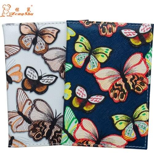 Colored flying butterflies Fashion and standard size passport cover waterproof solid pu leather passport holder with traveling