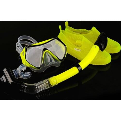 High strength 4MM toughened glass Goggles Diving Mask Full dry breathing tube Diving shoes Snorkeling supplies