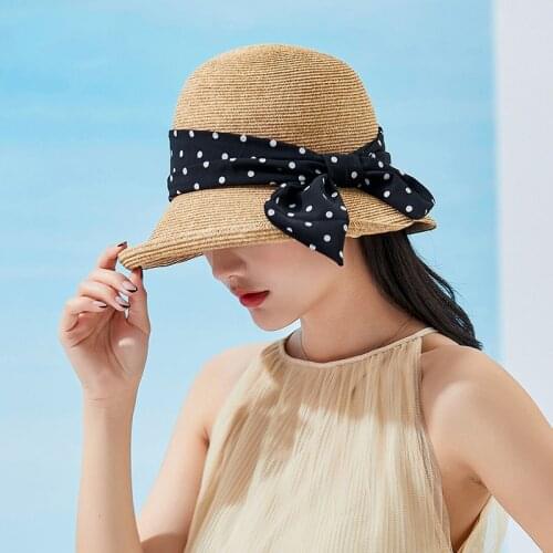 Bow DOT summer womens hats sun protection hat sun hats summer straw hat sun visor Beach sun protection Bucket hats for women