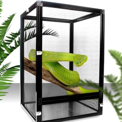 Transparent Insect Habitat Cage Reptile Breeding Box Aluminium Alloy Reptile Feeding Container for Spider Frog Cricket
