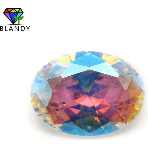 Size 3x5~10x12mm AB Color CZ Stone Oval Cut Multicolor Cubic Zirconia Stone Synthetic Gems For Jewelry Free Shipping