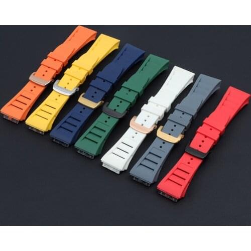 Top Quality Soft colorful 20mm Waterproof Natural Rubber Watchband For Richard And Mille strap Bracelet watch band screw down