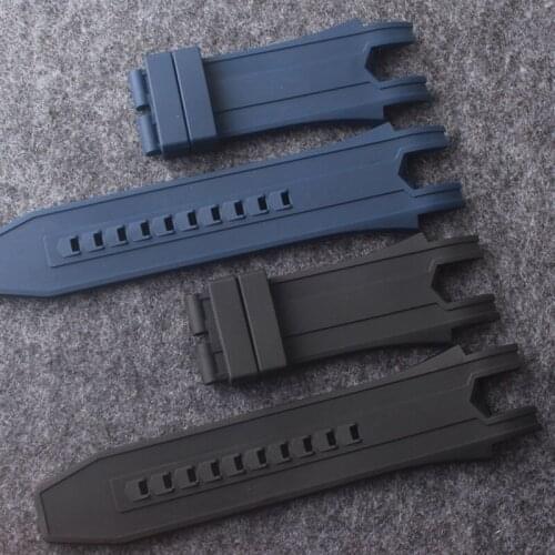 35mmx26mm Black Dark Blue Silicone Replacement Watchband for Invicta Excursion Model 24276 52mm Men’s Wristband Waterproof Strap