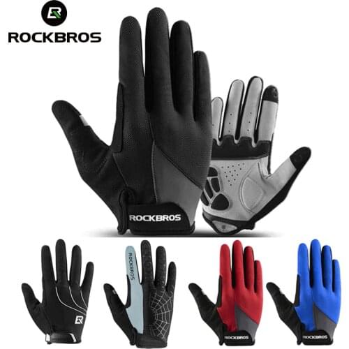 ROCKBROS Full Finger Cycling Gloves Men Women Spring Autumn MTB Road Bike Gloves Gel Pad Shockproof Touch screen Bicycle Gloves