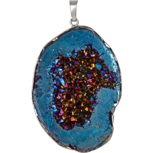 Top Natural Crystal Stone Electroplated Agate Stone Lucky Crystal Stone Pendant Unique Design Best Gift