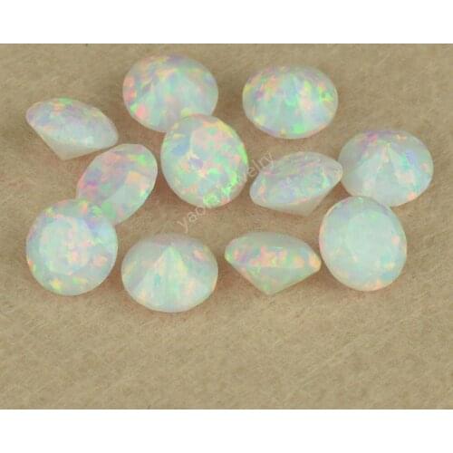 OP17 Round 2mm to 8mm synthetic white fire opal round diamond cut opal beads for jewelry making or jewelry designs in 78 colors