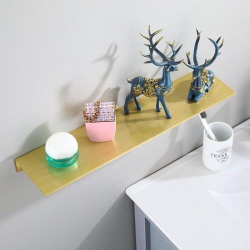 Nordic Brushed Gold Shelves Bathroom Space Aluminum Storage Shelves Dresser Shelves