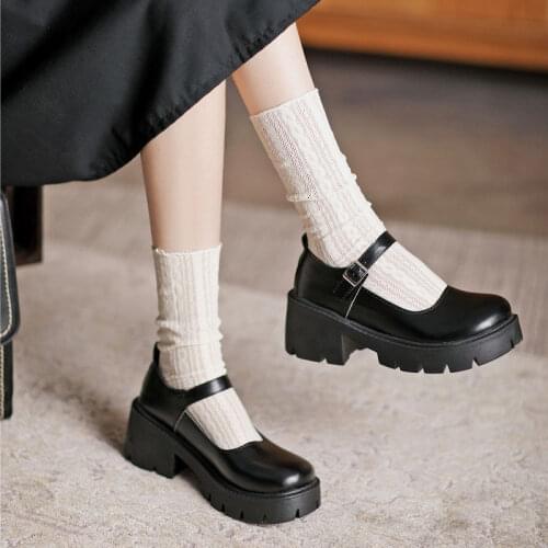 Women High Heel Platform Shoes Patent Leather Female Lolita Mary Jane Shoes Pumps College Student Vintage Pumps 2021 Spring