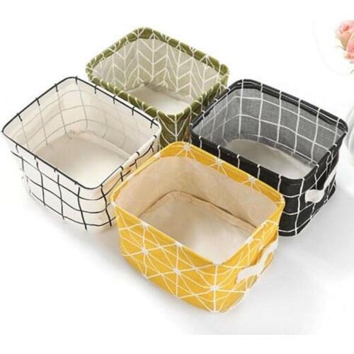 Canvas Storage Bins Basket Organizers Foldable Fabric Cotton Linen Blend Storage Bins for Makeup Book Baby Toy Basket LB