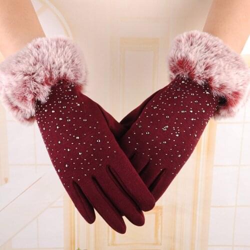 Womens Fashion Winter Cute Furry Warm Mitts Full Finger Mittens Women Outdoor Sport Gloves For Women guantes termicos mujer