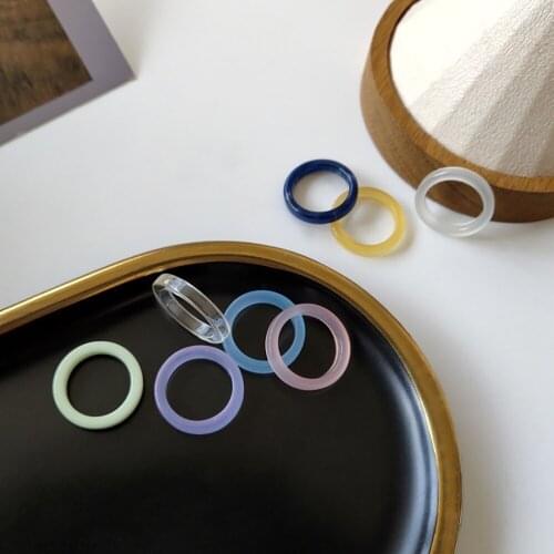 1 Pcs New Fashion Korea Retro Transparent Aesthetic Ring Colorful Minimalist Resin Thin Ring For Women Jewelry Party Gifts