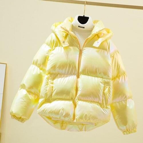 Winter Loose Casual Warm Female Hooded Bread Cotton Coats Cotton Jackets Women Short Shiny Down Padded Parkas