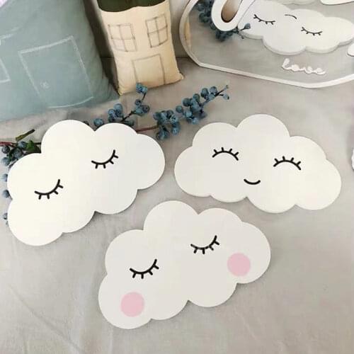 1pc Nursery Room Wall Decor Bunny Clouds Wall Stickers Kids Baby Bedroom Wall Sticker Nursery White Cloud Face Wall Stickers