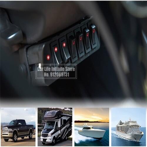 12V Switch Box Rocker With LED Light Indicator For Truck RV Durable 6 Gang Toggle Controller Panel Aluminum Car Accessories