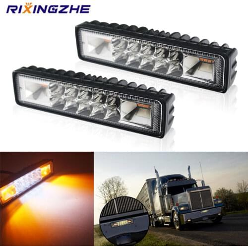 2PCS 5.8inch LED Work Light bar Strobe double color 12V-60V Spot Flood Beam For offroad Moto SUV ATV LED Day Driving fog Lamp