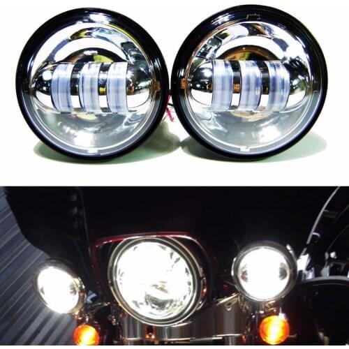2Pcs Chrome 4.5 " LED Auxiliary Spot Fog 4 1/2 Headlight Motorcycle Fog Lights For Harley, 30w 4.5" Harley Fog Lamp For Harley