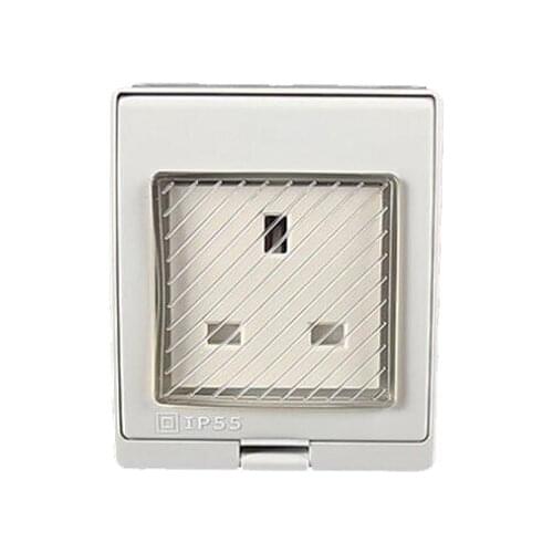 2Pcs IP55 Report CE Wall Waterproof Dust-proof British Power Socket, 13A UK Standard Electrical Outdoor Outlet Grounded