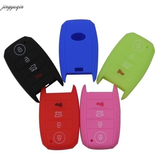 Jingyuqin 4 Buttons Silicone Car Key Fob Cover Case For Kia Rio Ceed Soul Sportage Sorento Carens Picanto