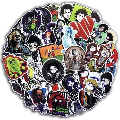 50pcs Stickers Tim Burton Classic Movie Edward Scissorhands Graffiti Sticker for Skateboard Laptop Bicycle Waterproof Decals