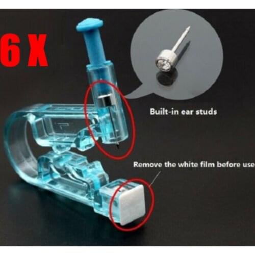 6pcs/1pcsSet Ear Piercing Gun Kit Asepsis Disposable Healthy Safety Earring Piercer Tool Machine Kit Studs Nose Lip Body Jewelry