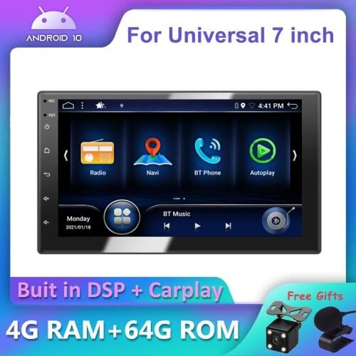 Bosion Autoradio 2 Din 7''Octa core Universal Android 10.0 Car Radio Stereo GPS Navigation WiFi DSP IPS Carplay BT 5.0 4G+64G