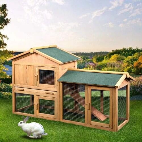 61" Wooden Chicken Coop Hen House Rabbit Wood Hutch Poultry Cage Habitat Outdoor Wood Large Rabbit Hutch Small Animal House Pet