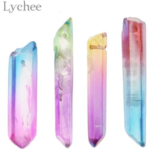Lychee Life Two-color Plated Single-Point Crystal Column Stone Mixed Color Crystal Stone Home Crafts Decoration