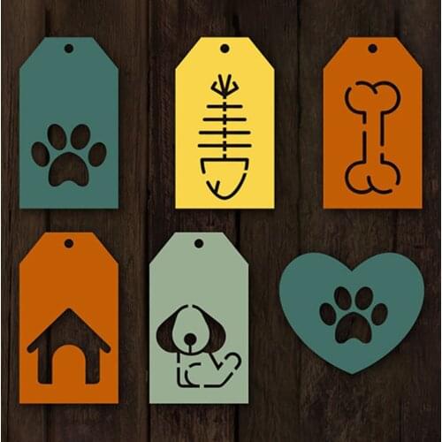 Label Tag Metal Cutting Dies Dog paw print heart Banner DIY Scrapbooking Card Stencil Paper Craft Handmade