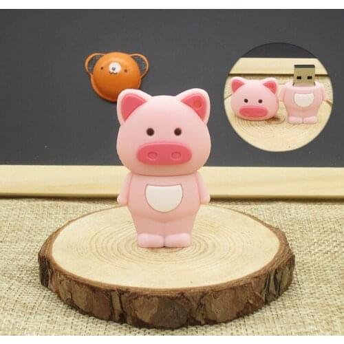 Cartoon Cute Pink pig USB Flash Drive Pen drive usb stick usb 2.0 64G 8GB 16GB 32GB 4GB U disk high quality pendrive lovely gift