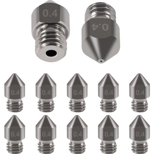 3D Printer Nozzles MK8 Nozzle Super Hard Steel Corrosion Resistant Extruder Threaded 1.75mm 3D Printer Nozzle for Ender 3 Pro