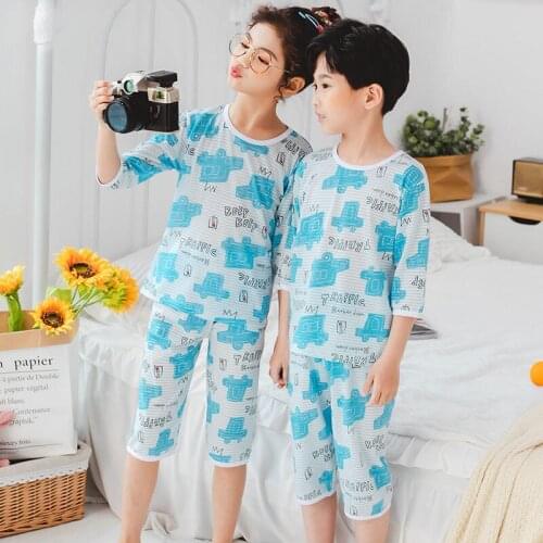 Girls Boys Summer Clothing Set Cotton Homewear Kids Clothes Tank tops T shirt Beach Shorts outfits Pyjamas For 2 4 6 8 10 Years