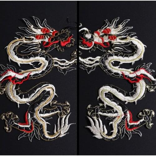 Exquisite Chinese Four claw Cyan Dragon Embroidery Patch with Animal Design, DIY Garment Applique, Garment Accessory Patch