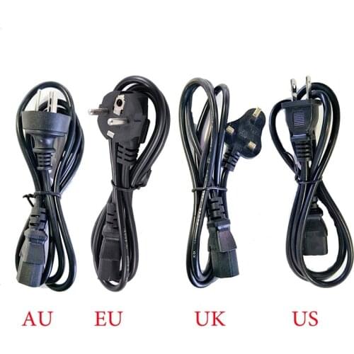 AC85V-265V Power Cord Cable EU US UK AU Adapter 1.2M Cable 3 Prong Connector for PC Charge Power Supply 3D Printer