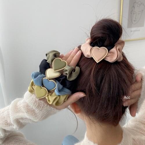 Candy Color Love Heart Hair Ring Ropes Ponytail Holders Elastic Scrunchies Girls Cute Rubber Bands Hairband Woman Hair Accessory