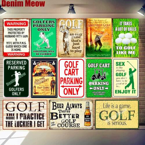 Golf Cart Parking Poster Dads Golf Vintage Metal Plate Bar Club Home Decor Sex Is Like Playing Golf Wall Plaque Life Tin Signs