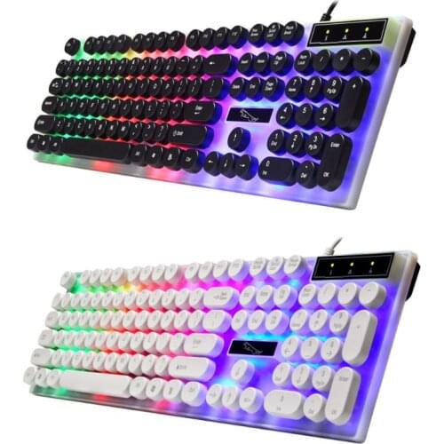 Keyboard with Round Keycaps for PC/Laptop Backlit Keyboard for Computer Gamers