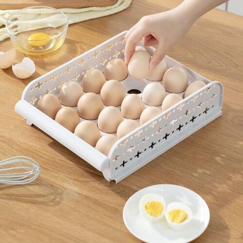 20 Grid Egg Storage Box Refrigerator Eggs Fresh-keeping Boxes Drawer Type Stackable Egg Holder Organizer Kitchen Accessories