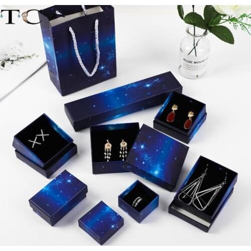 Jewelry Packaging Box Blue Starry Sky Carton Ring Gift Box Necklace Bracelet Storage Box