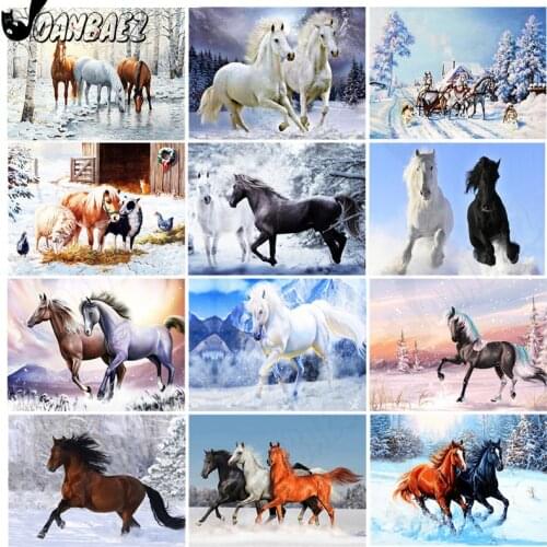 Handsome White Horse Diamond Painting 5D Diy Wall Art Tall Animal Diamond Embroidery Inlaid Home Room Decoration