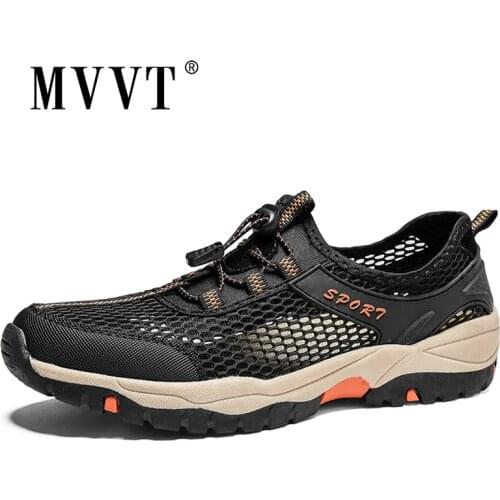 Summer Sneakers Men Shoes Casual Mesh Waterproof Shoes Sturdy Sole Antiskid Outdoor Shoes Comfortable Water Shoes Men
