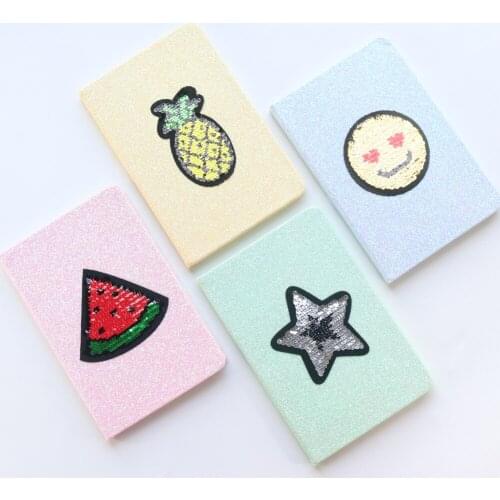 Cute creative Sequin design school student hardcover composition notebooks stationery,A5 kawaii ruled notebooks for kids gift