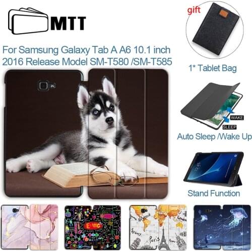 MTT PU Leather Case For Samsung Galaxy Tab A A6 10.1 inch SM-T580 T585 Tri-Fold Flip Stand Smart Tablet Cover Protective funda