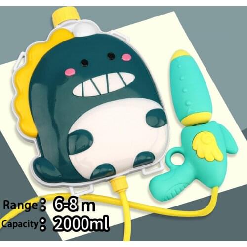 Cartoon Baby Backpack Water Gun Dinosaur Shape Pull-out Water Blaster Splashing Game Toy Kids Backpack Water Soaker Color Random