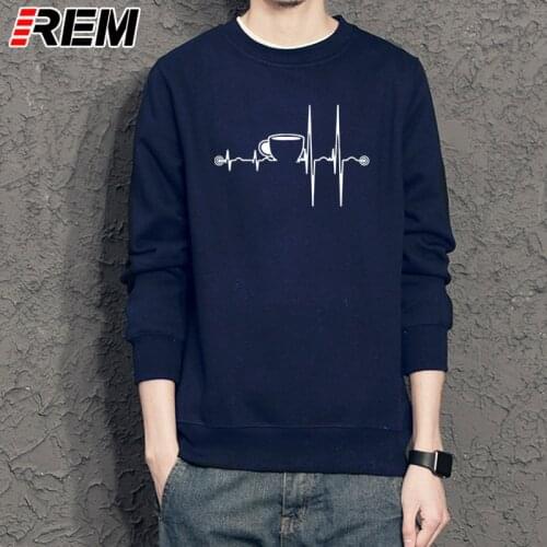 REM Men Hoodies, Sweatshirts Fashion Harajuku Cool Homme Coffee Heartbeat, Heart Beats For Coffee Mens Hoodies, Sweatshirts