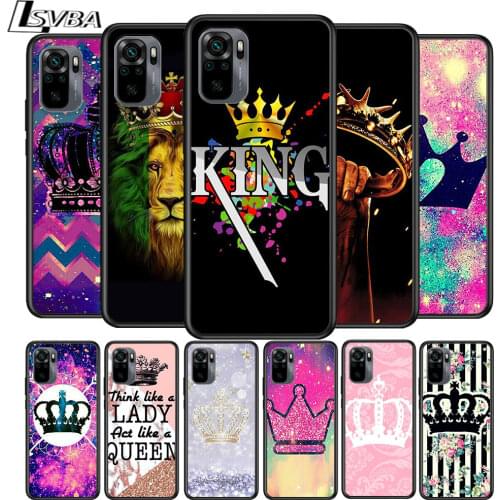 Queen King Crown Princess for Xiaomi Redmi Note 10 10S 9 9T 9S 9Pro Max 8T 8Pro 8 7 6 5 Pro 5A 4X 4 Soft Black Phone Case