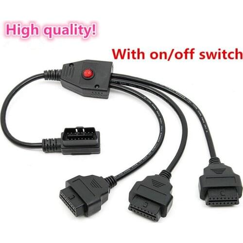 New!!OBD II cable 16 Pin OBD 2 Splitter Adapter Extension Cable Male to Three Female Y Connector obd2 extended interface line