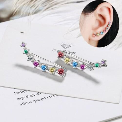New Fashion Bohemia Rainbow Earring For Women Shiny Multicolor Zircon Stone Row Stud Charming Drop Earring Piercing Jewelry Gift