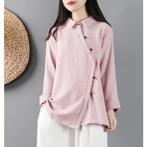 Chinese Style Clothing Women Clothes 2020 Cheongsam Top Chinese Traditional Shirt Blouse Cotton Hanfu Ladies Chinese Tops 11663