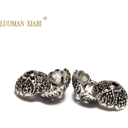 Wholesale 50 Pcs/pack Silvery Flower Bead Caps Jewelry Findings DIY Bracelet Necklace Accessories For Jewelry Making 8mm